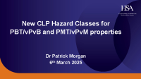 4. New CLP Hazard Classes for PBTvPvB and PMTvPvM properties front page preview
              