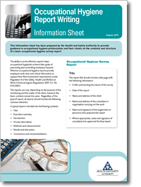 Occupational Hygiene Information Sheet Cover