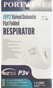 Portwest-FFP3-Valved-Dolomite-Flat-Folded-Respirator-Box