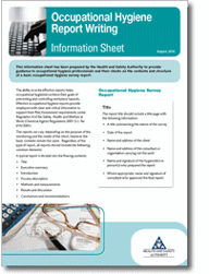Occupational Hygiene Report Writing Information Sheet thumbnail
