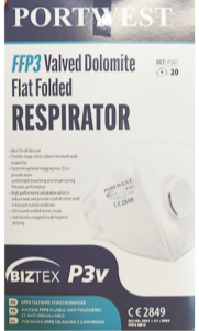 Portwest-FFP3-Valved-Dolomite-Flat-Folded-Respirator-Box Portwest-FFP3-Valved-Dolomite-Flat-Folded-Respirator-Box