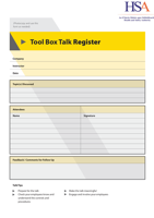 Tool Box Talks Register thumbnail