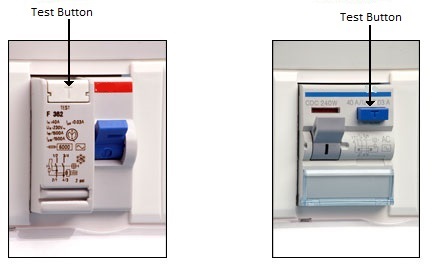 RCD with test button noted