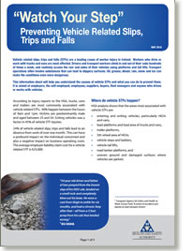 Watch Your Step - Preventing Vehicle Related Slips, Trips and Falls Information Sheet thumbnail